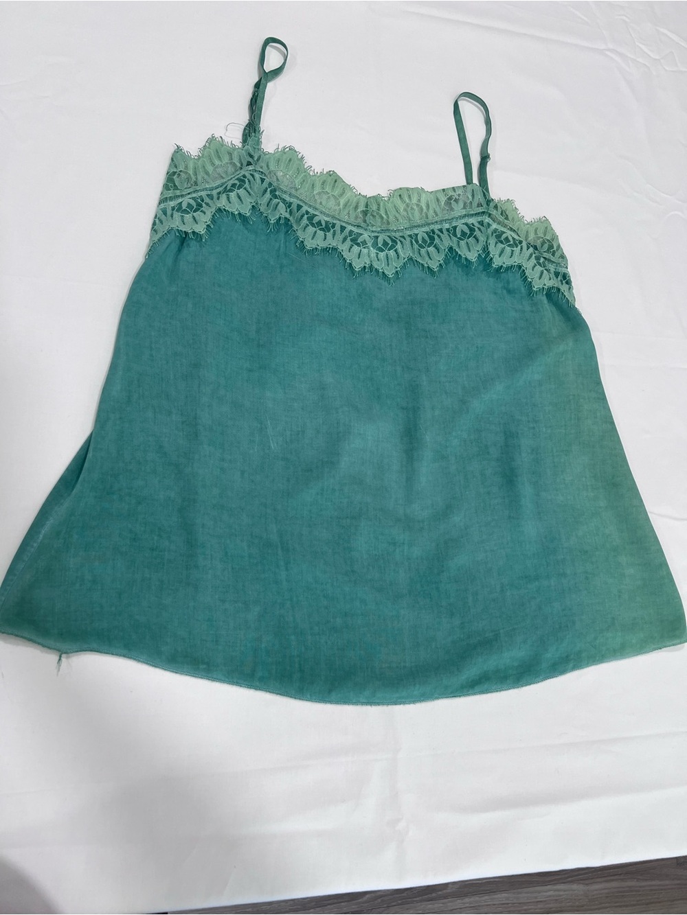 Teal Green Lace-Trim Camisole Tank Top